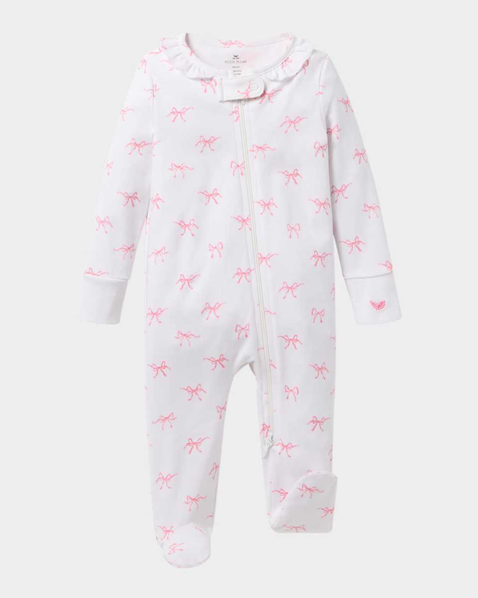 Girl's Blushing Bows Printed Footie, Size Newborn-9M